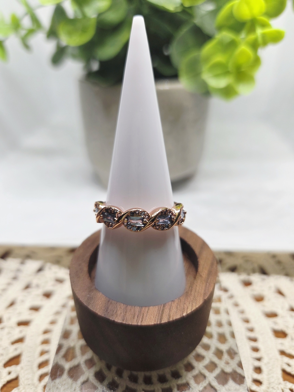 BP Blue Spinel on Rose Gold Crystal Wave Band